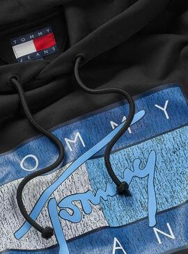 Sweat à capuche Tommy Jeans DNA noir pour homme