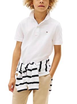 Polo Tommy Hilfiger Flag blanc pour enfant