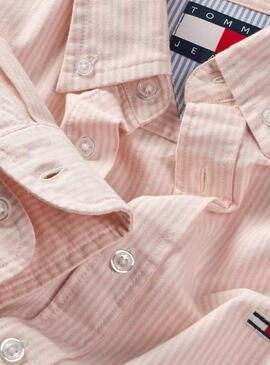 Chemise Tommy Jeans Stripe Oxford rose pour homme