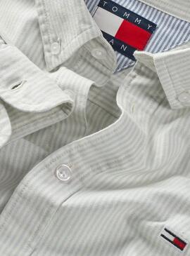 Chemise Tommy Jeans à rayures Oxford blanche pour homme