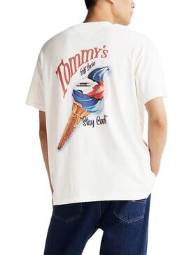 T-shirt Tommy Jeans Novelty beige crème pour homme