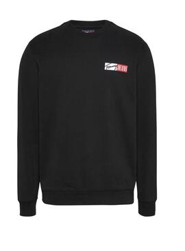 Sweat à capuche Tommy Jeans Reg Entry noir pour homme.