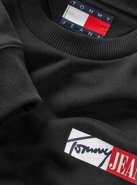 Sweat à capuche Tommy Jeans Reg Entry noir pour homme.