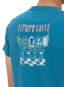 T-shirt Le Pulpo Café bleu pour homme