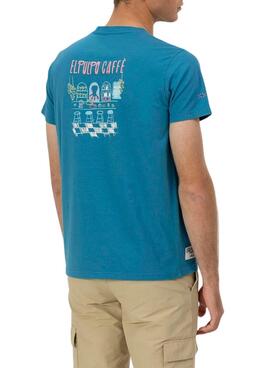 T-shirt Le Pulpo Café bleu pour homme