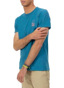 T-shirt Le Pulpo Café bleu pour homme