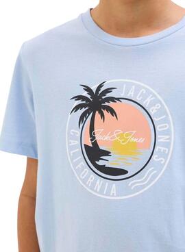 T-shirt Jack and Jones Palm bleu pour enfant