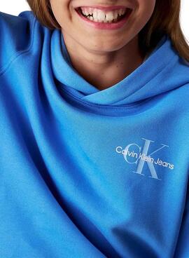 Sweat-shirt Calvin Klein Monogram bleu enfants