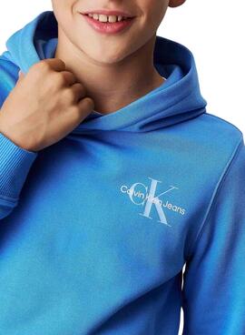 Sweat-shirt Calvin Klein Monogram bleu enfants