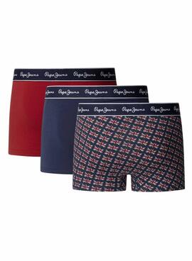 Boxers Pepe Jeans Flag bleu marine et rouge pour homme