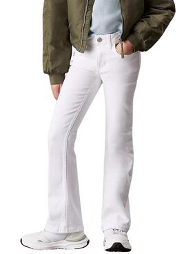 Pantalon Calvin Klein Mid Rise Flared blanco - Pantalon Calvin Klein Mid Rise Flared blanc.