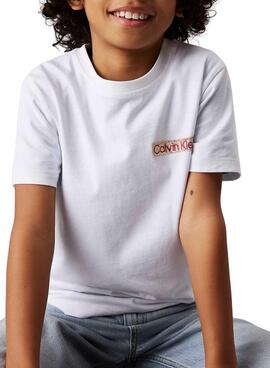 T-shirt Calvin Klein Jeans Label blanc pour enfant
