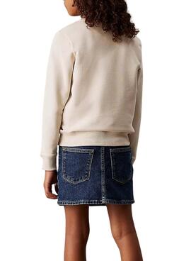 Sweat à capuche Calvin Klein Monogram Terry beige pour enfants