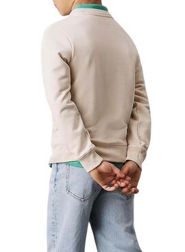 Sweat à capuche Calvin Klein Monogram Terry beige pour enfants