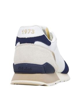 Chaussures Pepe Jeans Brit Ivy blanc et bleu pour homme