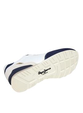 Chaussures Pepe Jeans Brit Ivy blanc et bleu pour homme