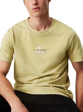 T-shirt Calvin Klein monologue vert pour homme