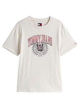 T-shirt Tommy Jeans Varsity Tiger beige pour femme
