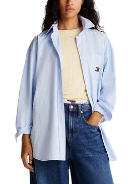 Chemise Tommy Jeans Badge bleue pour femme