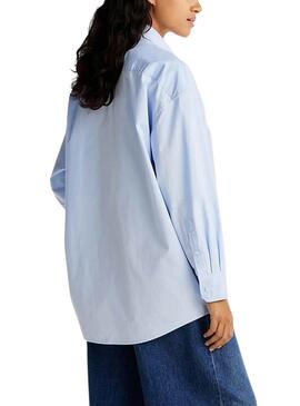 Chemise Tommy Jeans Badge bleue pour femme