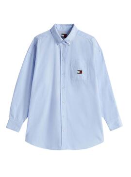 Chemise Tommy Jeans Badge bleue pour femme