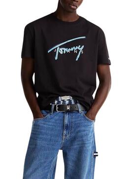 T-shirt Tommy Jeans Signature noire pour homme