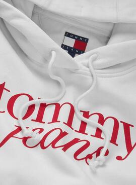 Sweat à capuche Tommy Jeans Ess Logo blanc pour femme