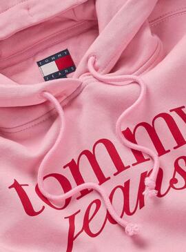 Sweat à capuche Tommy Jeans Ess Logo rose pour femme