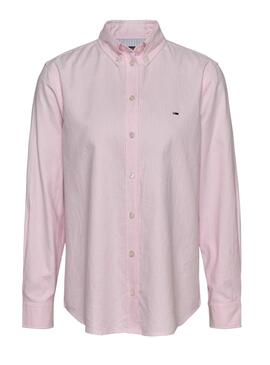 Chemise Tommy Jeans à rayures Oxford rose pour femme