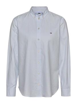Chemise à rayures bleues Tommy Jeans Oxford pour femme