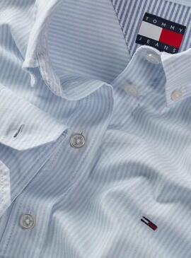 Chemise à rayures bleues Tommy Jeans Oxford pour femme