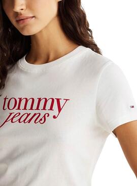 T-shirt Tommy Jeans Slim Essential blanc pour femme