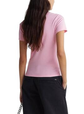 T-shirt Tommy Jeans Slim Essential rose pour femme