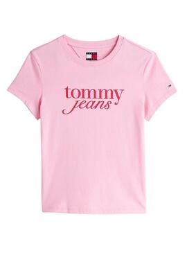 T-shirt Tommy Jeans Slim Essential rose pour femme