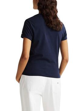 Maillot Tommy Jeans Slim Essential marine pour femme