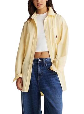 Chemise Tommy Jeans Badge jaune pour femme