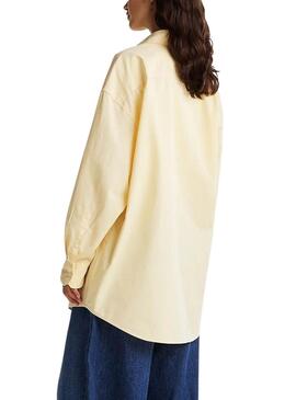 Chemise Tommy Jeans Badge jaune pour femme