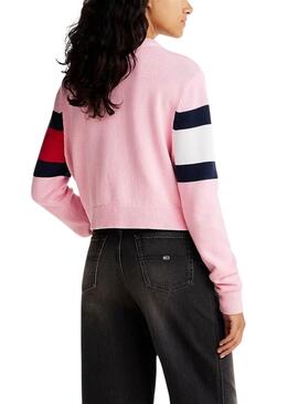 Maillot Tommy Jeans Center Flag rose pour femmes