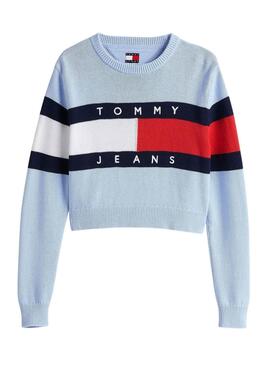Maillot Tommy Jeans Center Flag bleu pour femme.