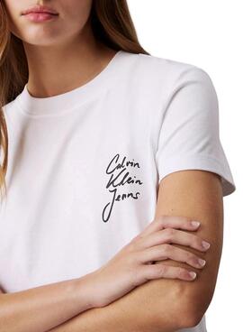 T-shirt Calvin Klein Jeans Script blanc pour femme