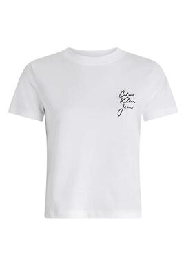 T-shirt Calvin Klein Jeans Script blanc pour femme