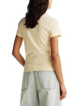 T-shirt Tommy Jeans Slim Linear beige pour femme