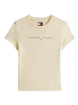 T-shirt Tommy Jeans Slim Linear beige pour femme