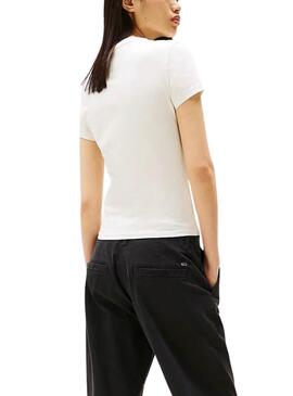 T-shirt Tommy Jeans Slim Linear beige pour femme