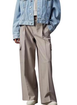 Pantalon Calvin Klein Jeans Tailored beige pour femme