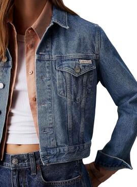 Veste en jean Calvin Klein Jeans Cropped des années 90 pour femme