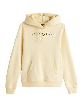 Sweat à capuche Tommy Jeans Linear Hoodie jaune pour femme