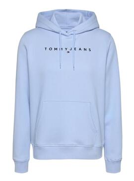 Sweat à capuche Tommy Jeans Linear Hoodie bleu pour femme