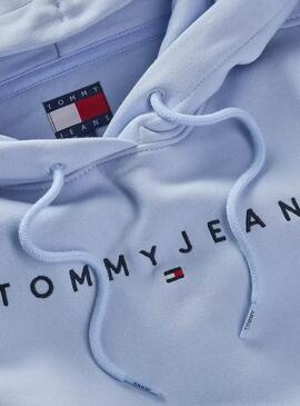 Sweat à capuche Tommy Jeans Linear Hoodie bleu pour femme