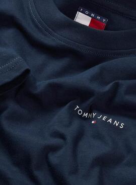 T-shirt Tommy Jeans Linear Chest bleu marine pour homme